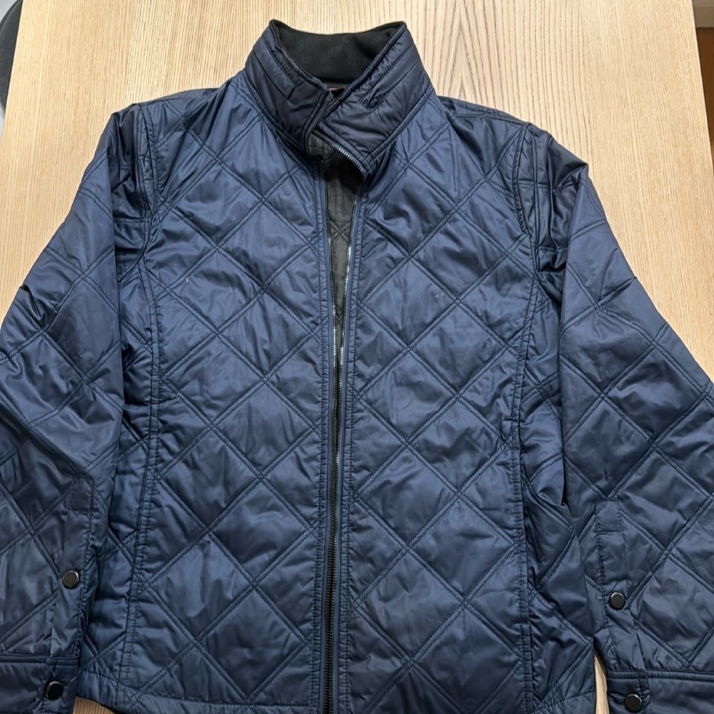 Blue Zara bomber jacket in M with hidden hood